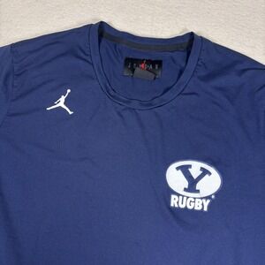 Jordan BYU Cougars Rugby Shirt Mens XL Blue‎ Dri Fit Performance Team Issued